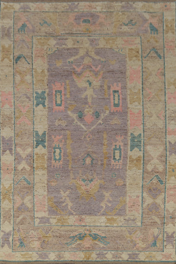 Purple Wool Oushak Turkish Area Rug 7x10
