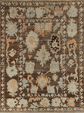 All-Over Brown Oushak Vegetable Dye Area Rug 8x10