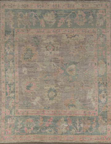 Vegetable Dye Purple Oushak Turkish Area Rug 8x10