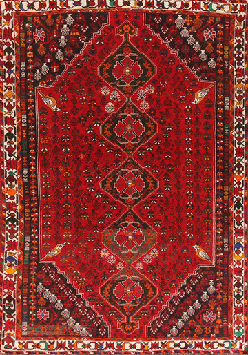 Red Geometric Shiraz Persian Area Rug 7x10