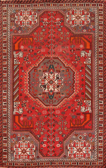Vintage Wool Shiraz Persian Area Rug 5x8