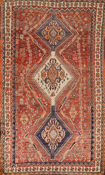 Tribal Geometric Shiraz Persian Area Rug 5x8