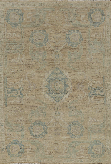 Earth Tone Wool Oushak Vegetable Dye Rug 4x6