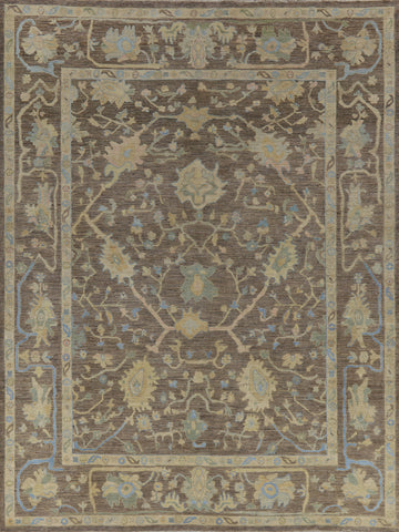 All-Over Floral Oushak Vegetable Dye Area Rug 9x12
