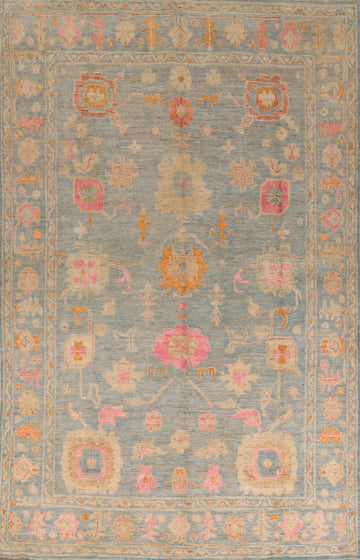 All-Over Blue Oushak Vegetable Dye Area Rug 8x11