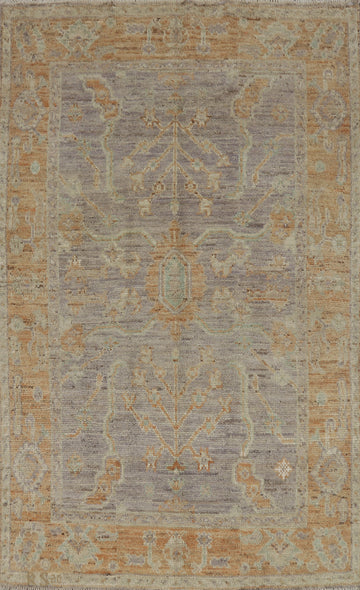Vegetable Dye Gray Oushak Turkish Rug 4x6