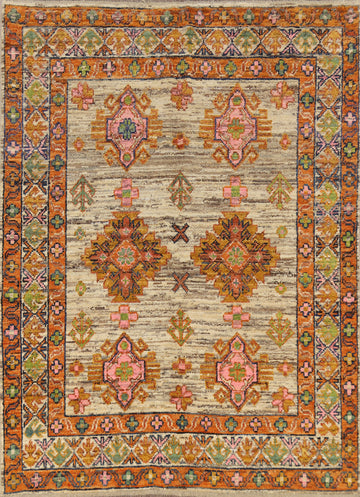 Vegetable Dye Oushak Turkish Area Rug 6x8