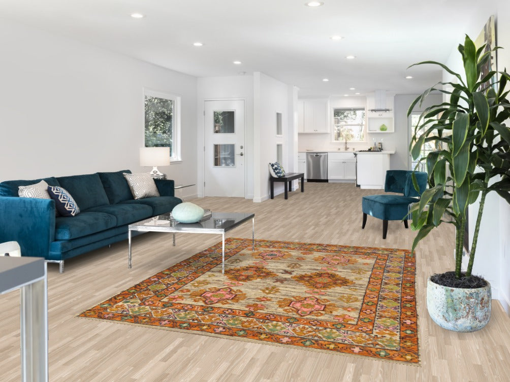 Vegetable Dye Oushak Turkish Area Rug 6x8