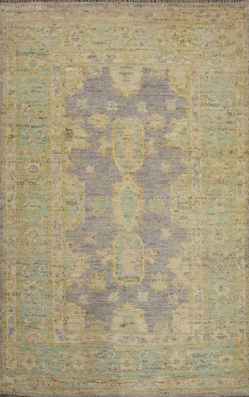Vegetable Dye Wool Oushak Turkish Rug 3x5