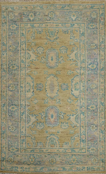 Vegetable Dye Oushak Turkish Rug 3x5