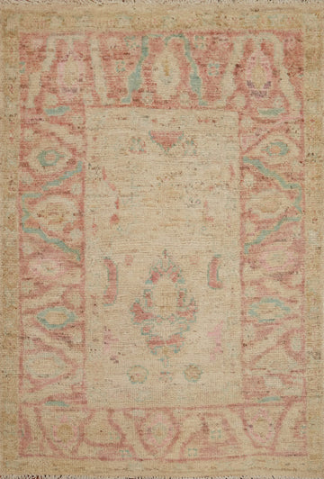 Earth Tone Wool Oushak Vegetable Dye Rug 3x4