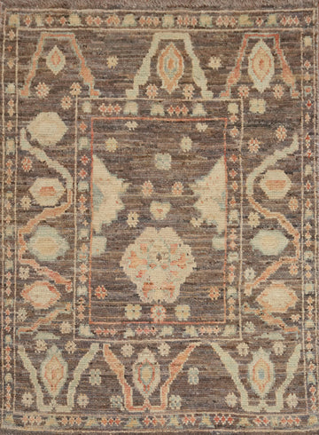 Brown/ Gray Wool Oushak Vegetable Dye Rug 3x4