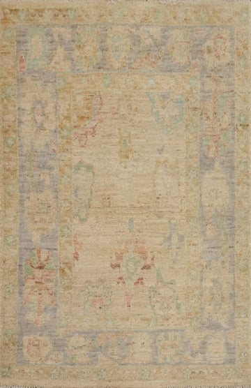 Earth Tone Wool Oushak Vegetable Dye Rug 3x4