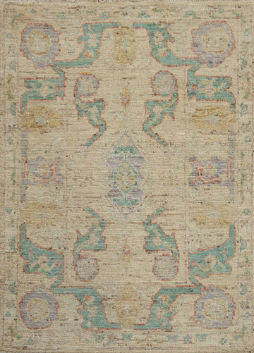 Earth Tone Wool Oushak Vegetable Dye Rug 3x4