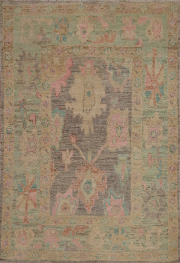Vegetable Dye Gray Oushak Turkish Rug 3x4