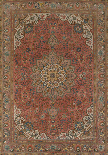 Handmade Pink Floral Tabriz Persian Area Rug 8x11