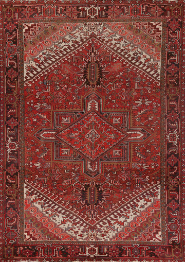 Red Geometric Heriz Persian Area Rug 8x11