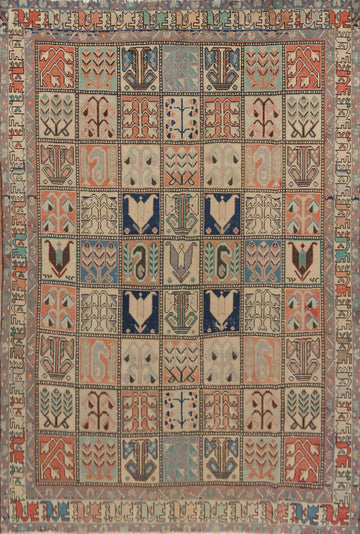 Garden Design Wool Bakhtiari Persian Area Rug 7x9