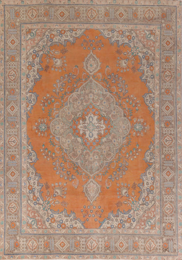 Orange Wool Tabriz Persian Area Rug 10x13