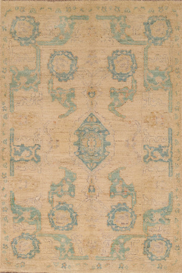 Vegetable Dye Oushak Turkish Rug 4x6