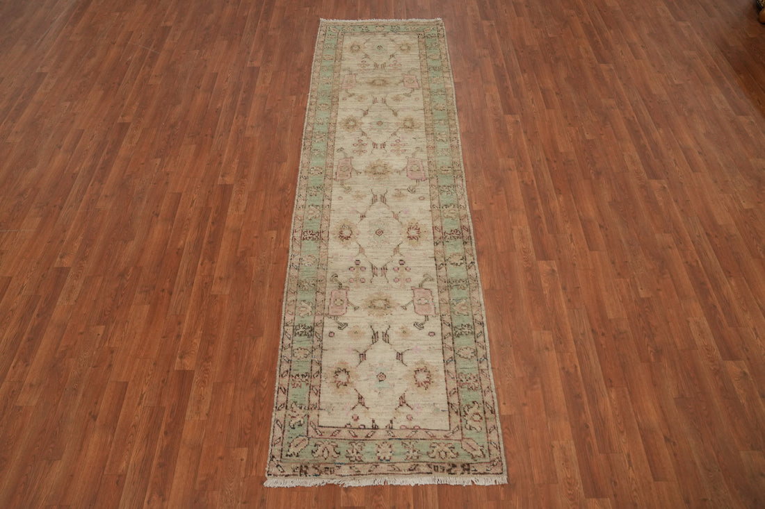 Vegetable Dye Oushak Turkish Runner Rug 3x10