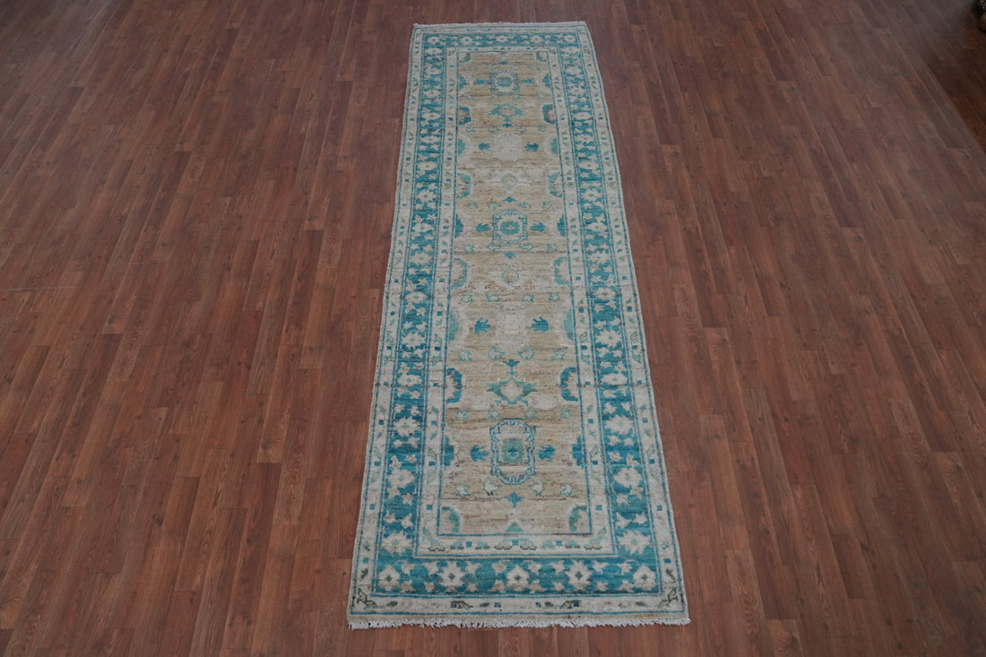 Vegetable Dye Oushak Turkish Runner Rug 3x10