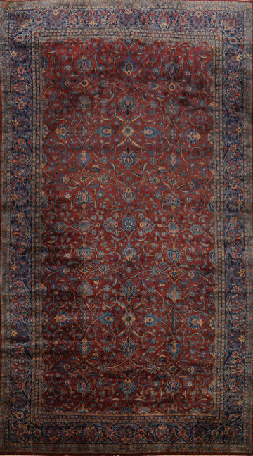 Antique Vegetable Dye Kashan Persian Large Rug 12x23