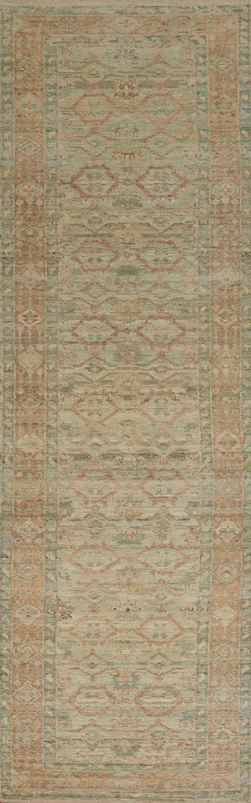 Vegetable Dye Oushak Turkish Runner Rug 3x15
