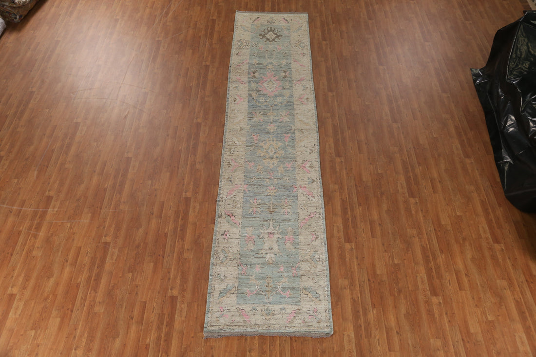 Vegetable Dye Oushak Turkish Runner Rug 3x15