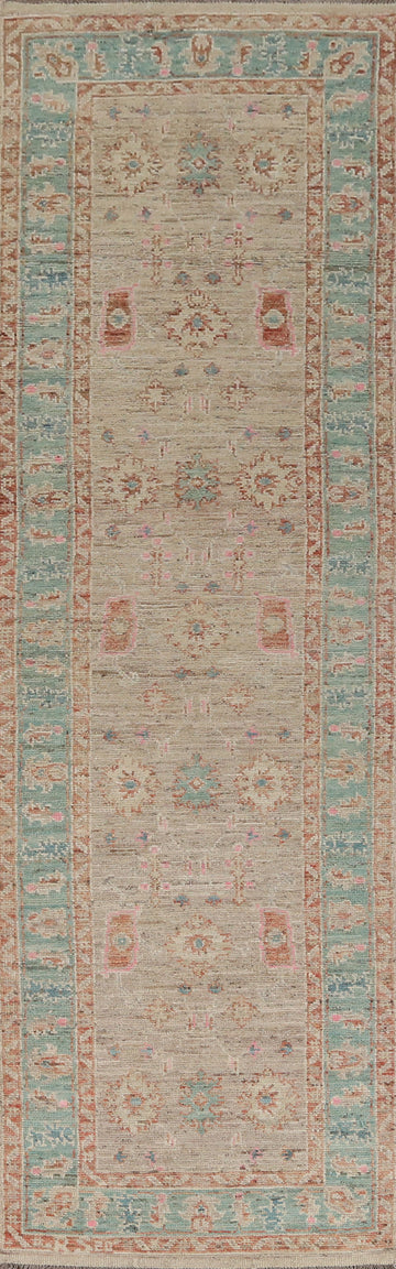 Vegetable Dye Oushak Turkish Runner Rug 3x14