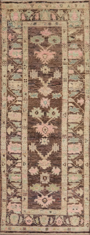 Vegetable Dye Oushak Turkish Runner Rug 3x10