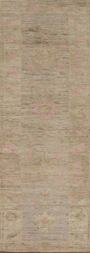Vegetable Dye Oushak Turkish Runner Rug 3x13