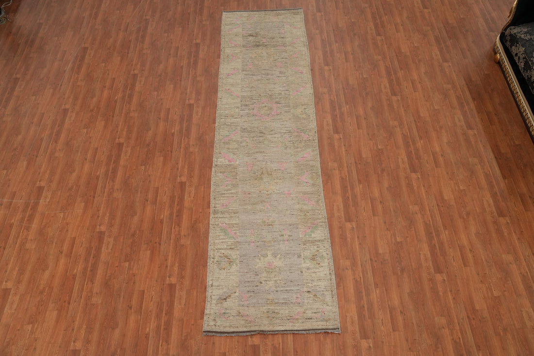 Vegetable Dye Oushak Turkish Runner Rug 3x13
