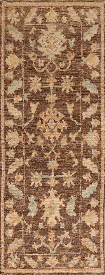 Vegetable Dye Oushak Turkish Runner Rug 3x10