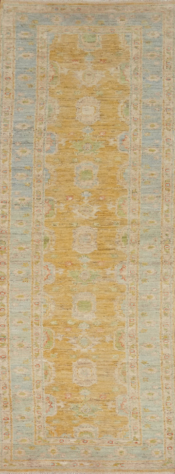 Vegetable Dye Oushak Turkish Runner Rug 3x12