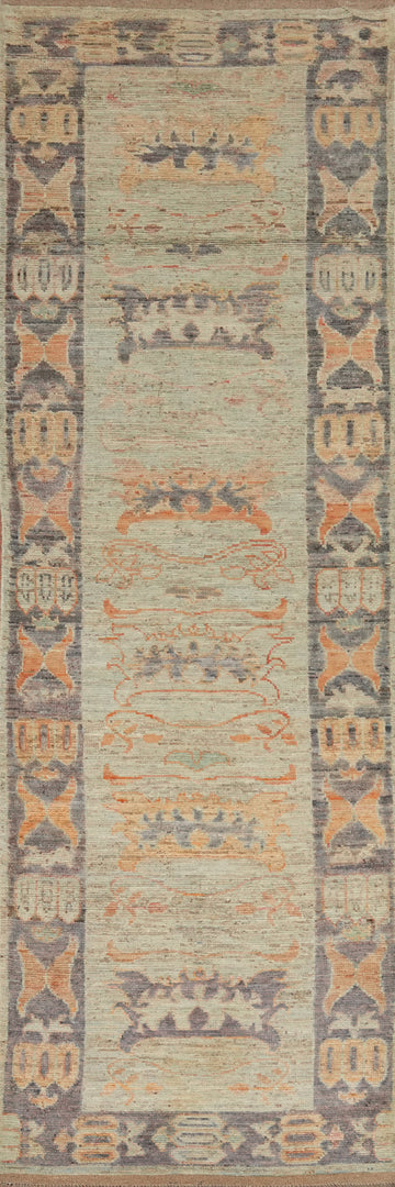 Vegetable Dye Oushak Turkish Runner Rug 3x13