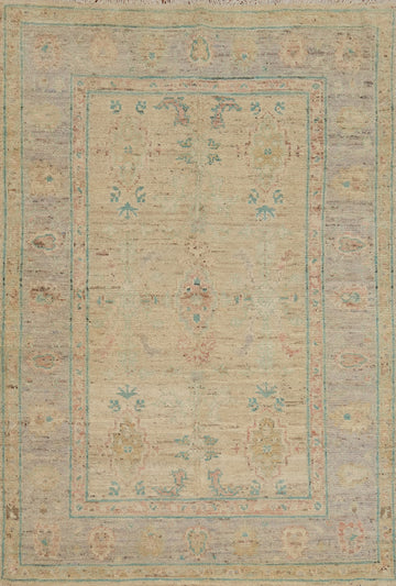 Vegetable Dye Oushak Turkish Foyer Rug 4x6
