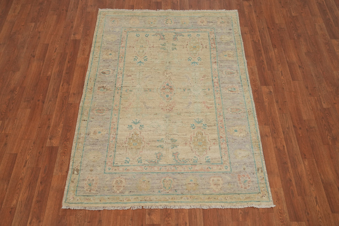 Vegetable Dye Oushak Turkish Foyer Rug 4x6