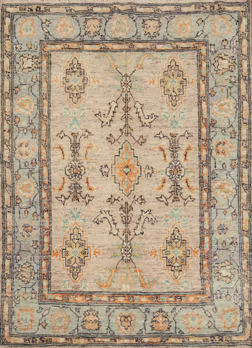 Vegetable Dye Oushak Turkish Rug 5x7
