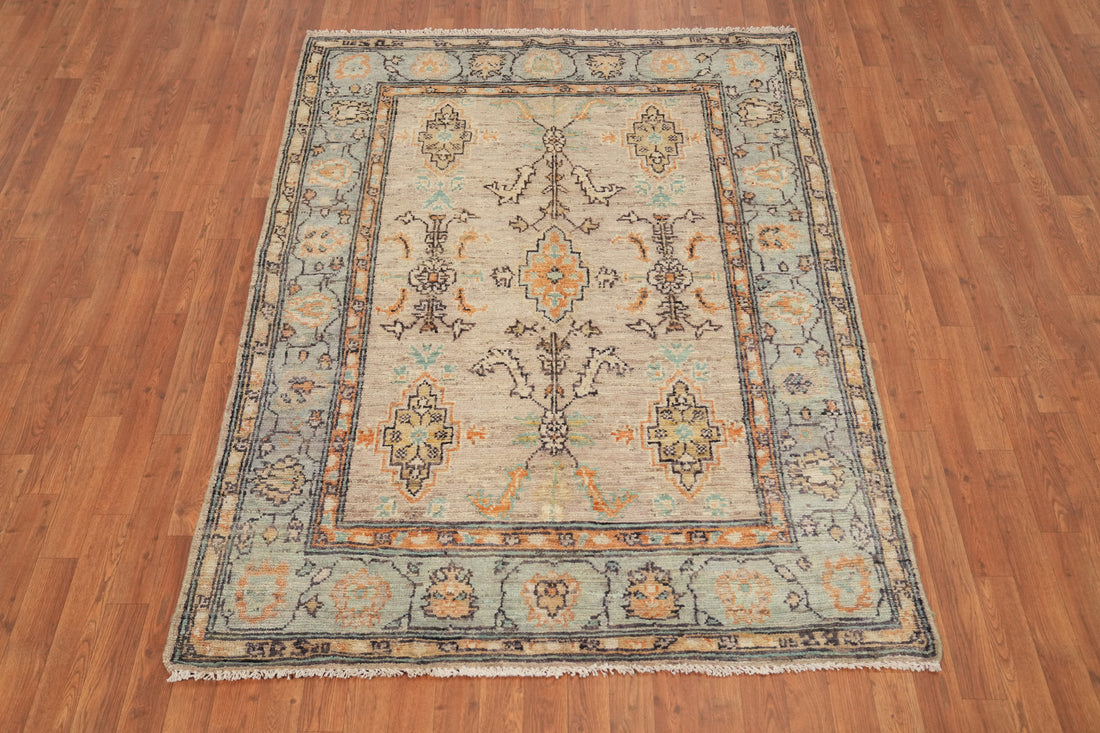 Vegetable Dye Oushak Turkish Rug 5x7