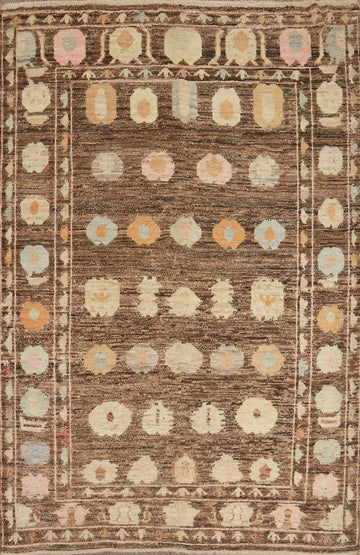 Vegetable Dye Brown Oushak Turkish Area Rug 6x8