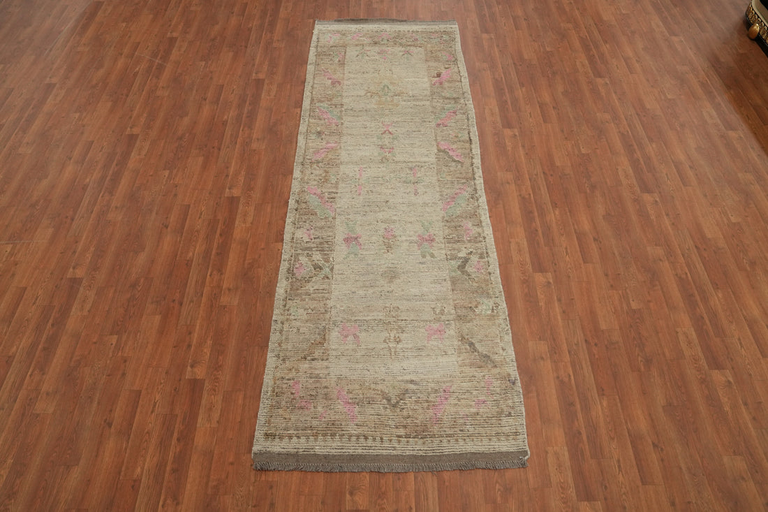 Earth Tone Oushak Vegetable Dye Runner Rug 3x10