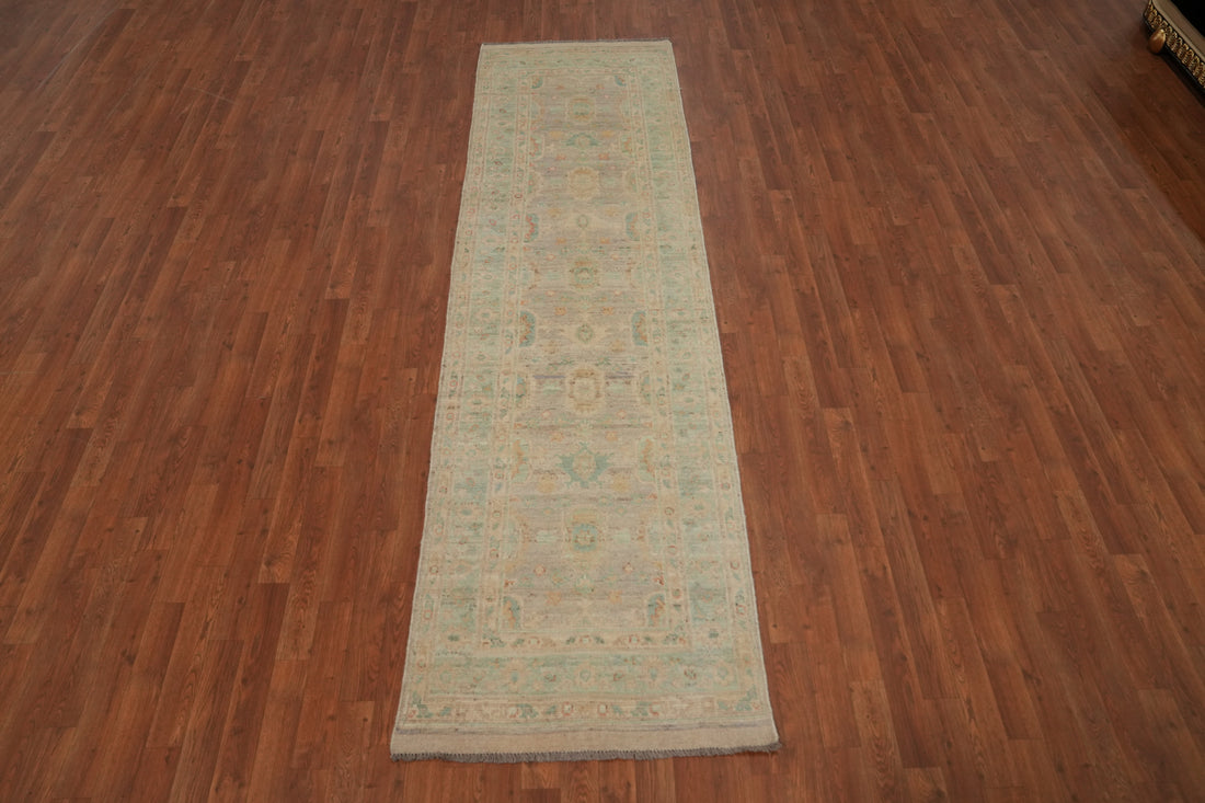 Vegetable Dye Oushak Turkish Runner Rug 3x10