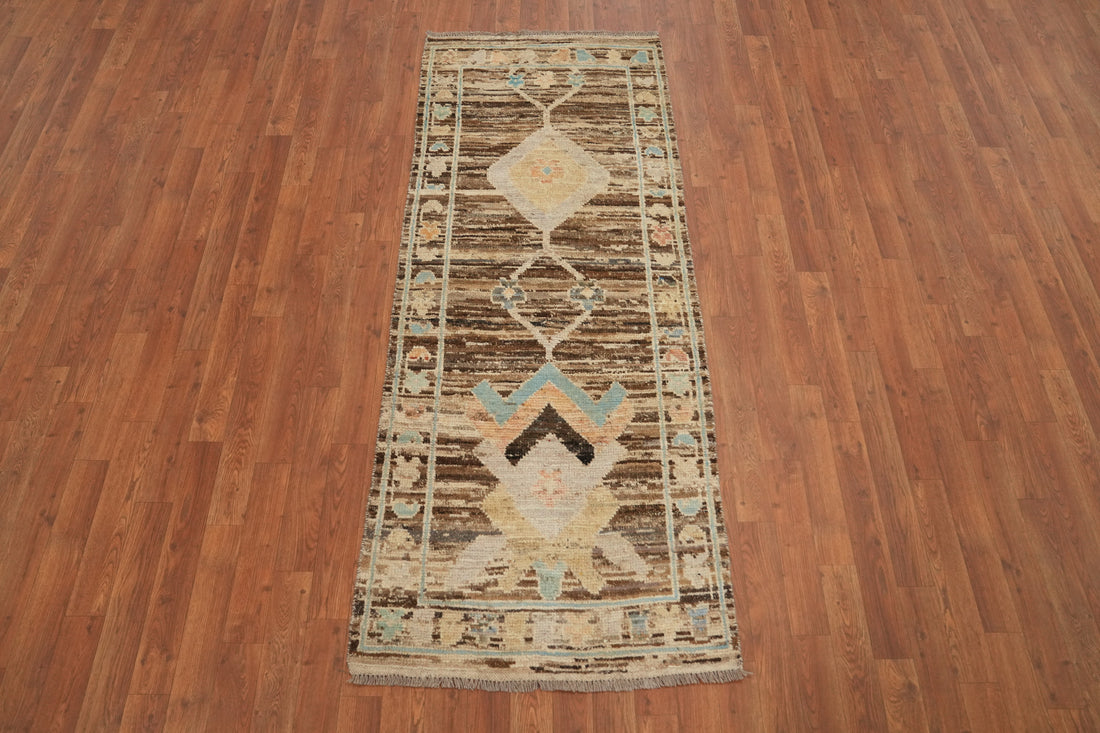 Vegetable Dye Oushak Turkish Runner Rug 3x7