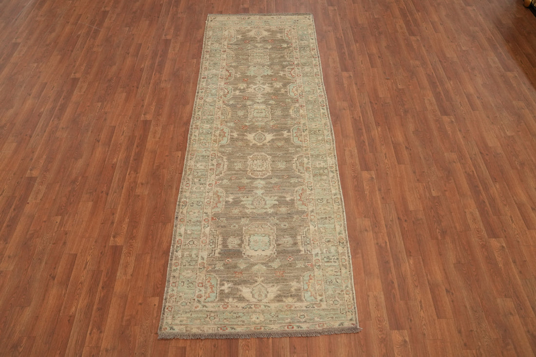 Vegetable Dye Oushak Turkish Runner Rug 3x9