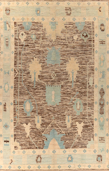 Vegetable Dye Brown Oushak Turkish Large Rug 13x20