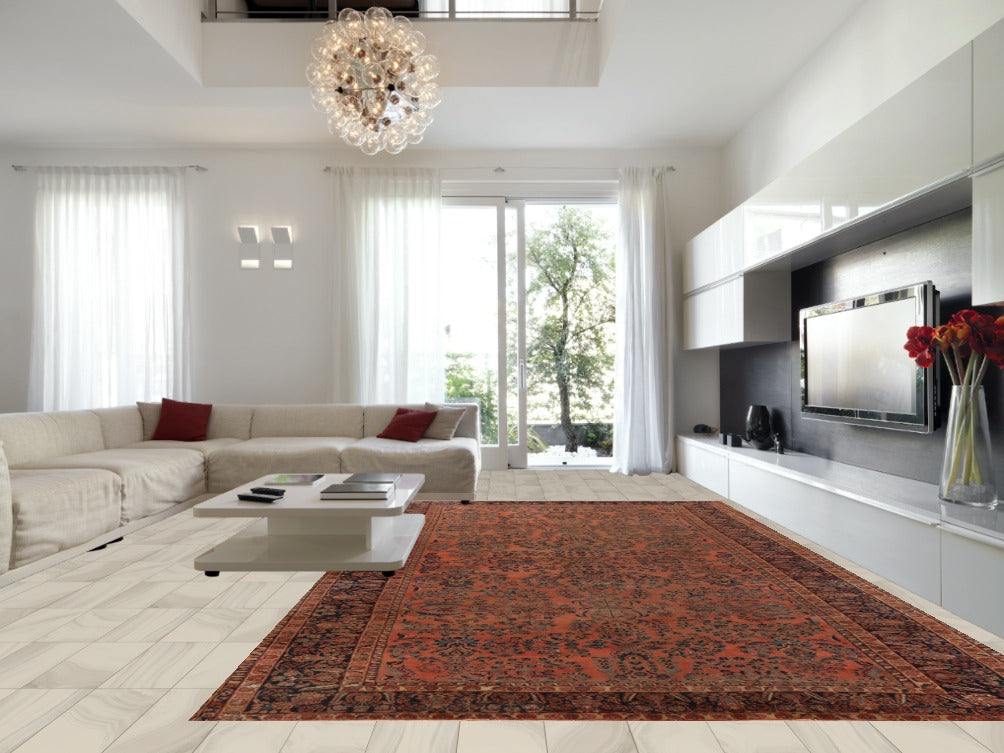 Pre-1900 Vegetable Dye Sarouk Persian Large Rug 11x19