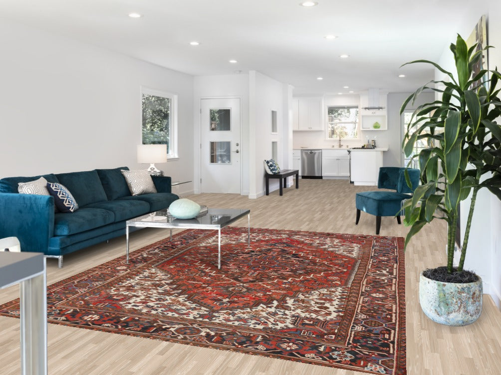 Geometric Heriz Persian Area Rug 7x9