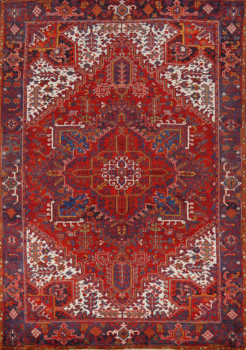 Geometric Red Heriz Persian Area Rug 9x11