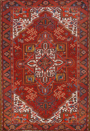 Red Geometric Heriz Persian Area Rug 8x10